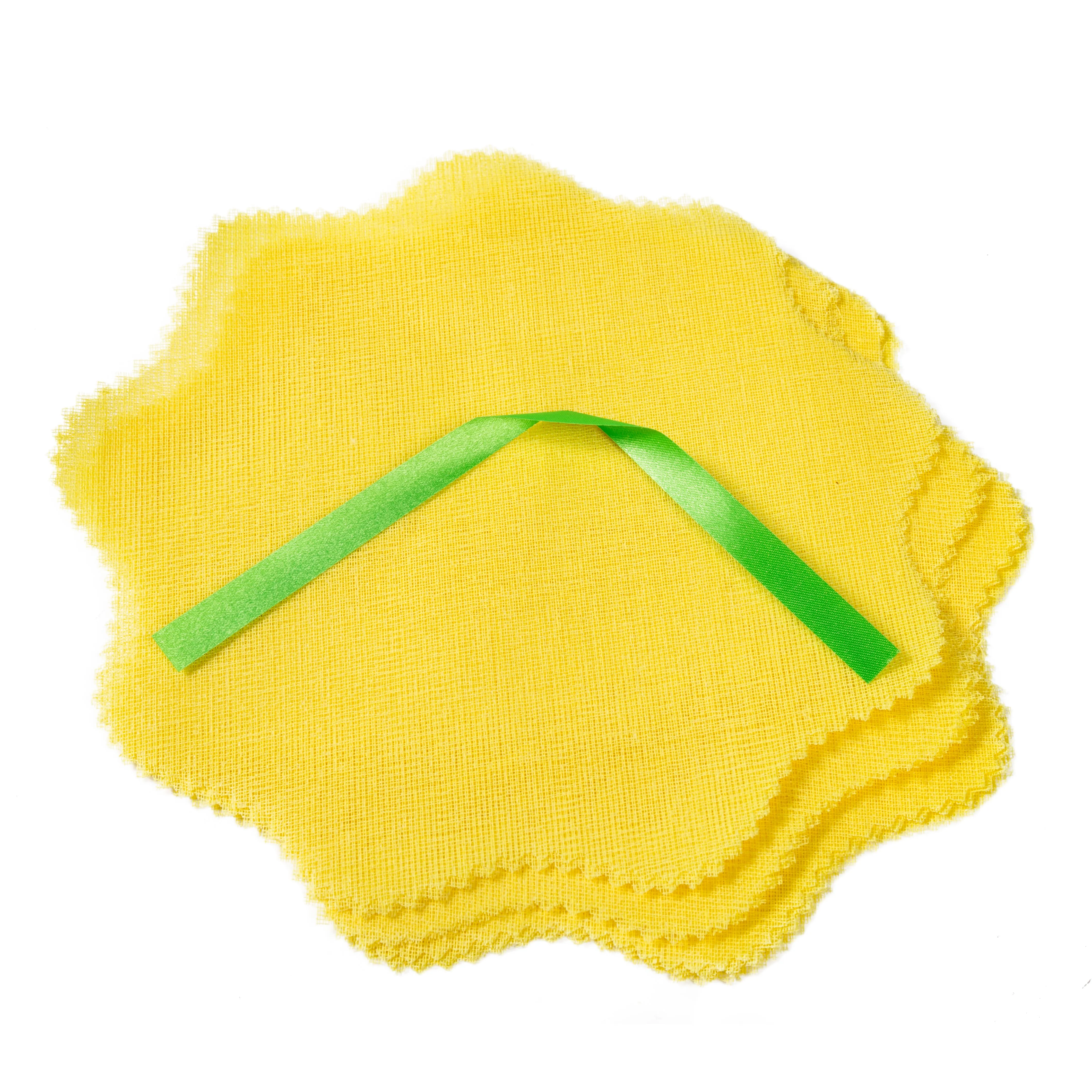 Flat Yellow Lemon Wraps with Green Ribbons, Case of 1,000