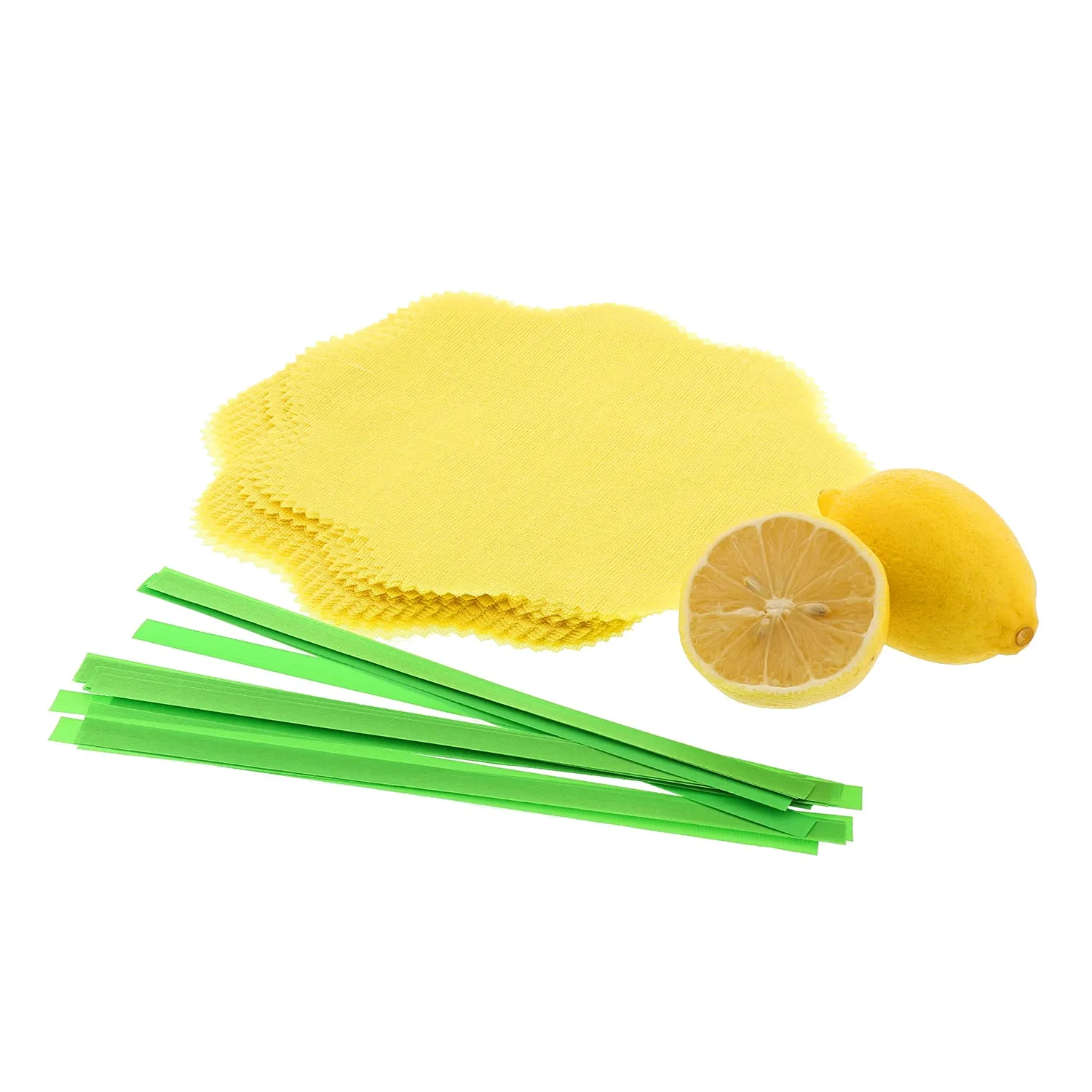Flat Yellow Lemon Wraps with Green Ribbons, Case of 1,000