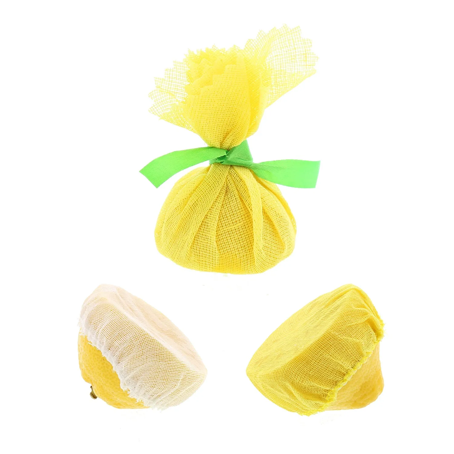 Flat Yellow Lemon Wraps with Green Ribbons, Case of 1,000