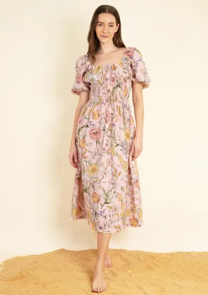 Fleurit Linen Dress | Botany Print Rose
