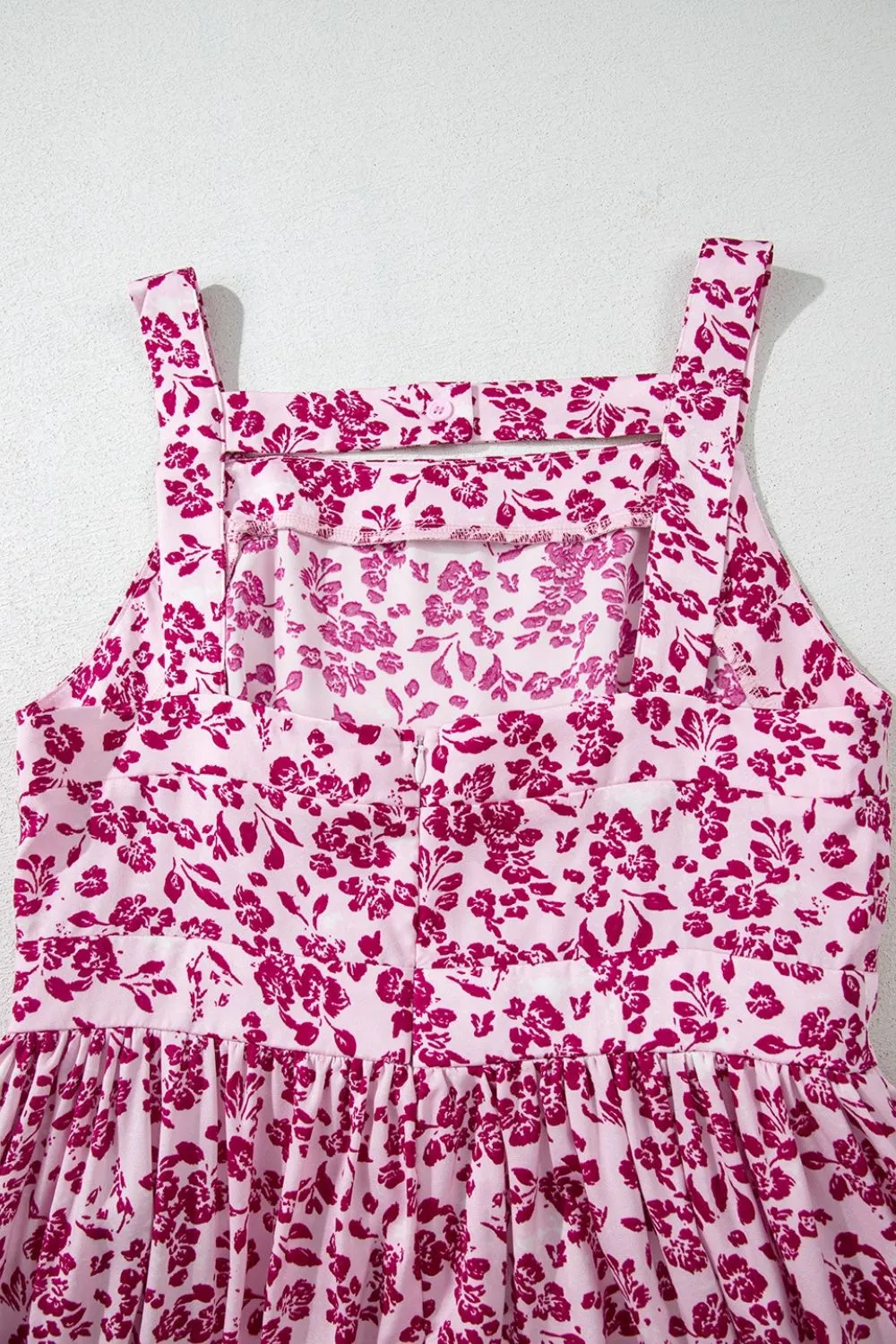 Floral Cutout Back Square Neck Maxi Dress