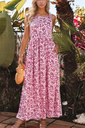 Floral Cutout Back Square Neck Maxi Dress