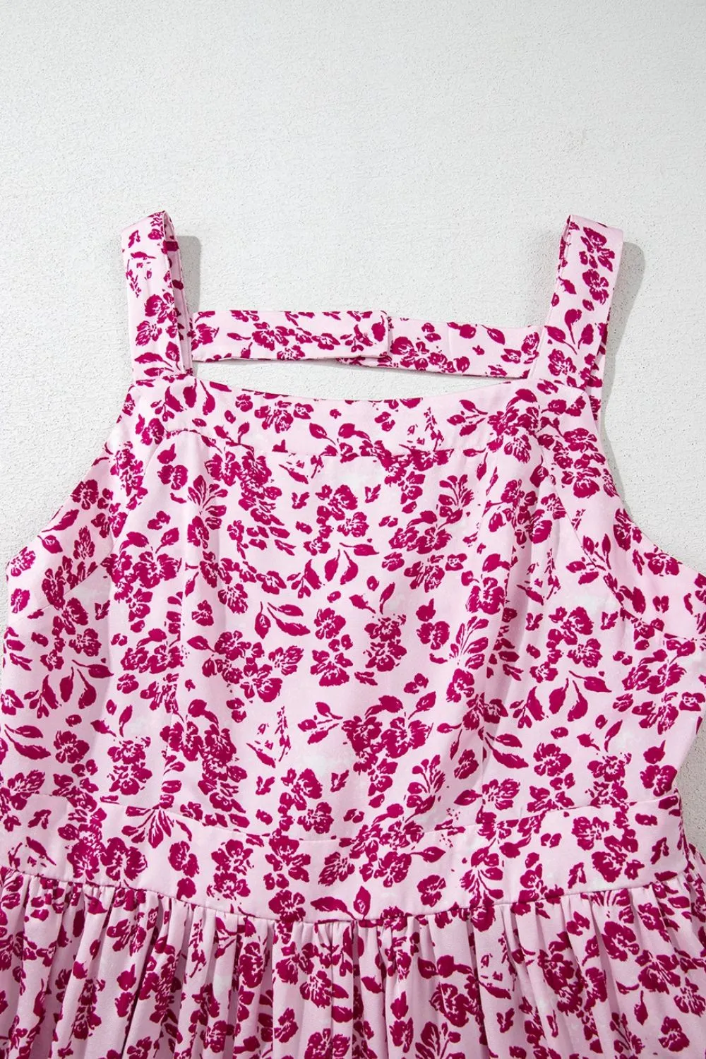 Floral Cutout Back Square Neck Maxi Dress