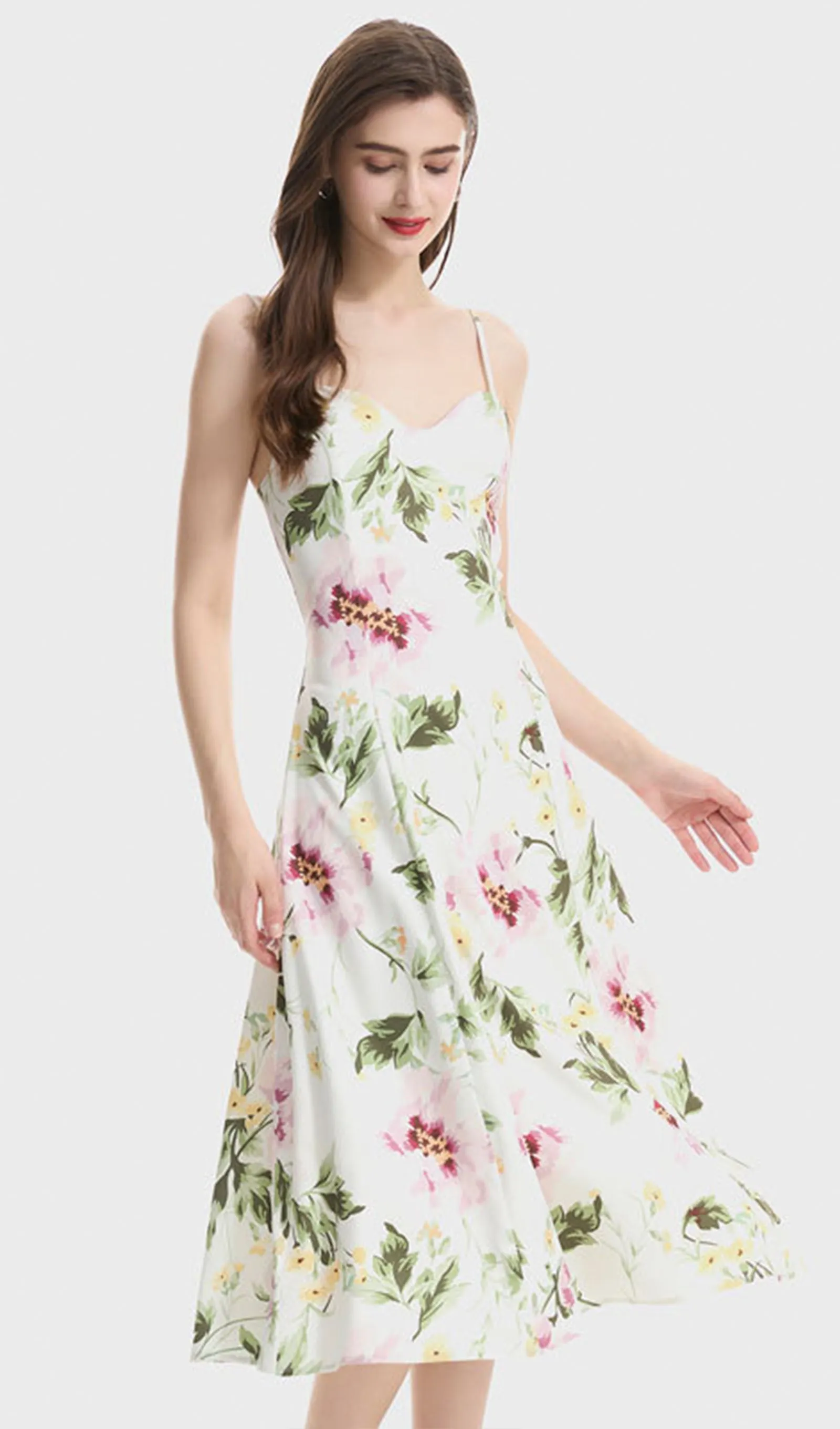 Floral Flowy Slip Midi Dress