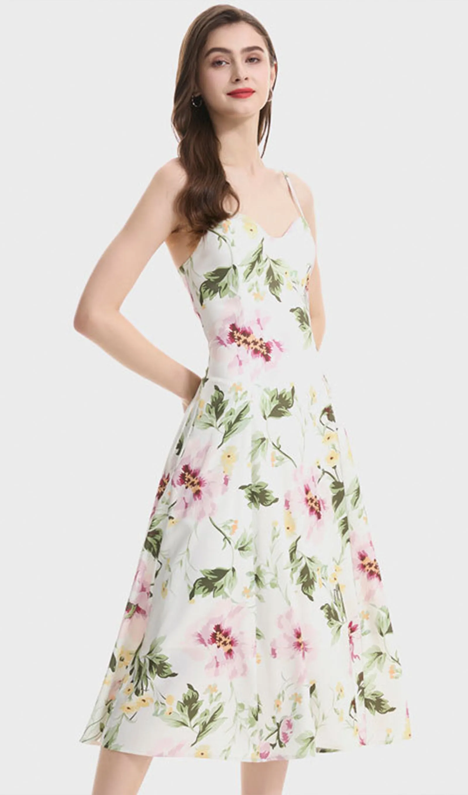 Floral Flowy Slip Midi Dress