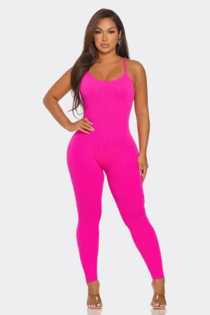 Fuchsia Spaghetti Strap Romper (Lots of stretch) Available in Sizes M-L