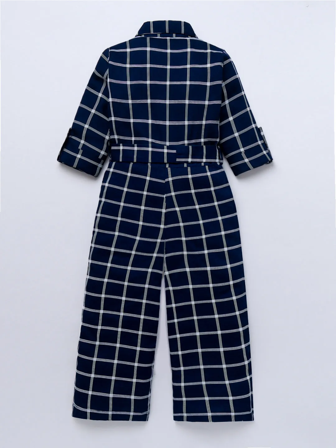 Girls Rayon Checks Jumpsuit