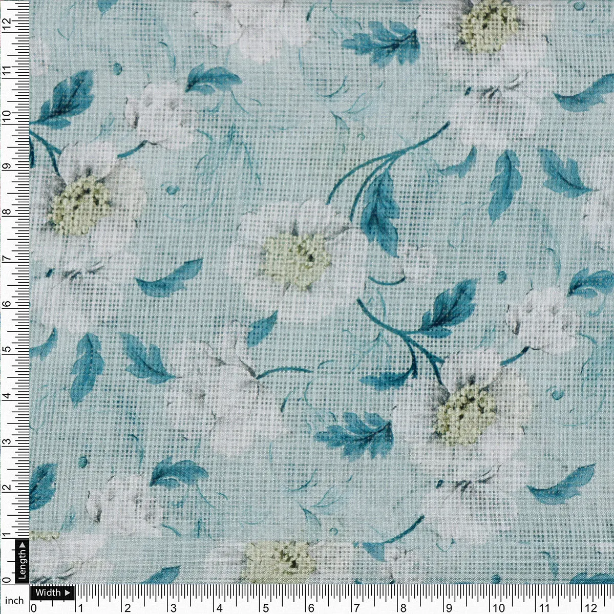Gorgeous Floral Kota Doria Fabric Material in Green and White