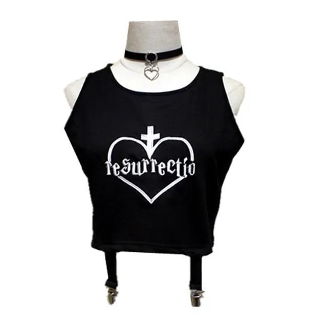 Gothic Resurrection Print Sexy Club Mini Tank Top