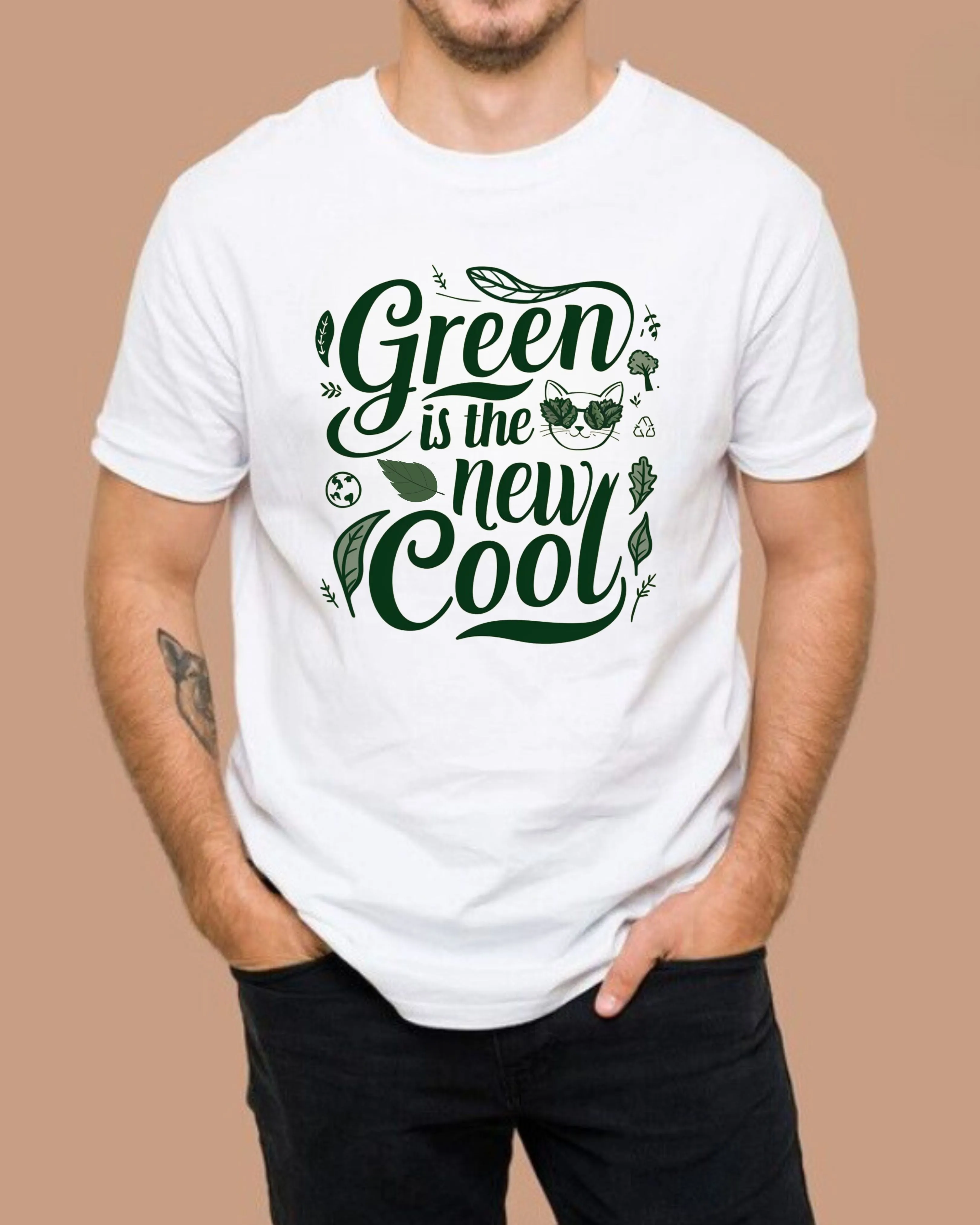 Green Is The New Cool Cotton Crew Neck Tshirt
