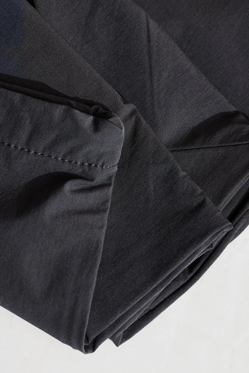 Grey Mid Rise Relaxed Fit Parachute Pants