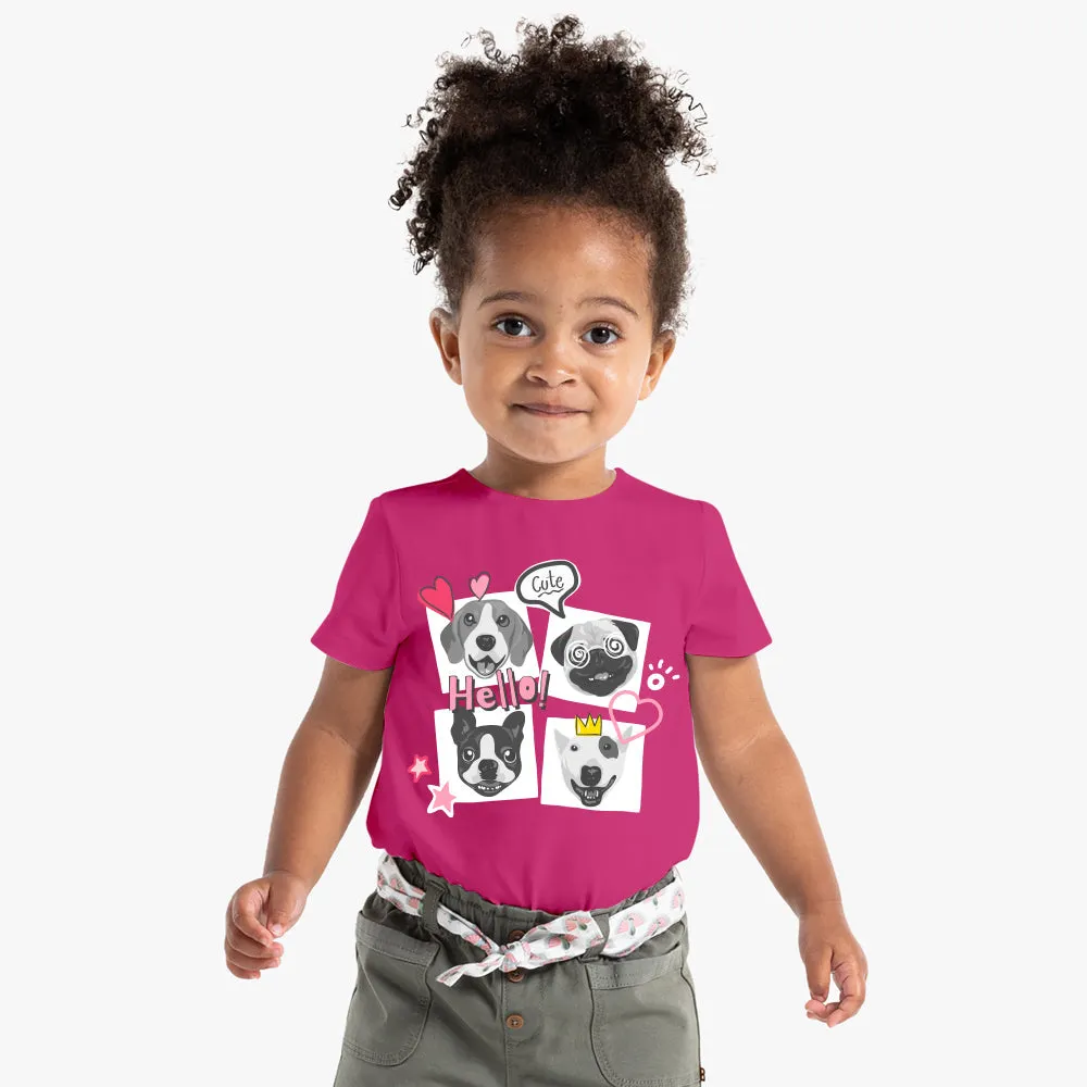 Hello Cute Puppies Graphic Printed | Fancy T-Shirt for girls