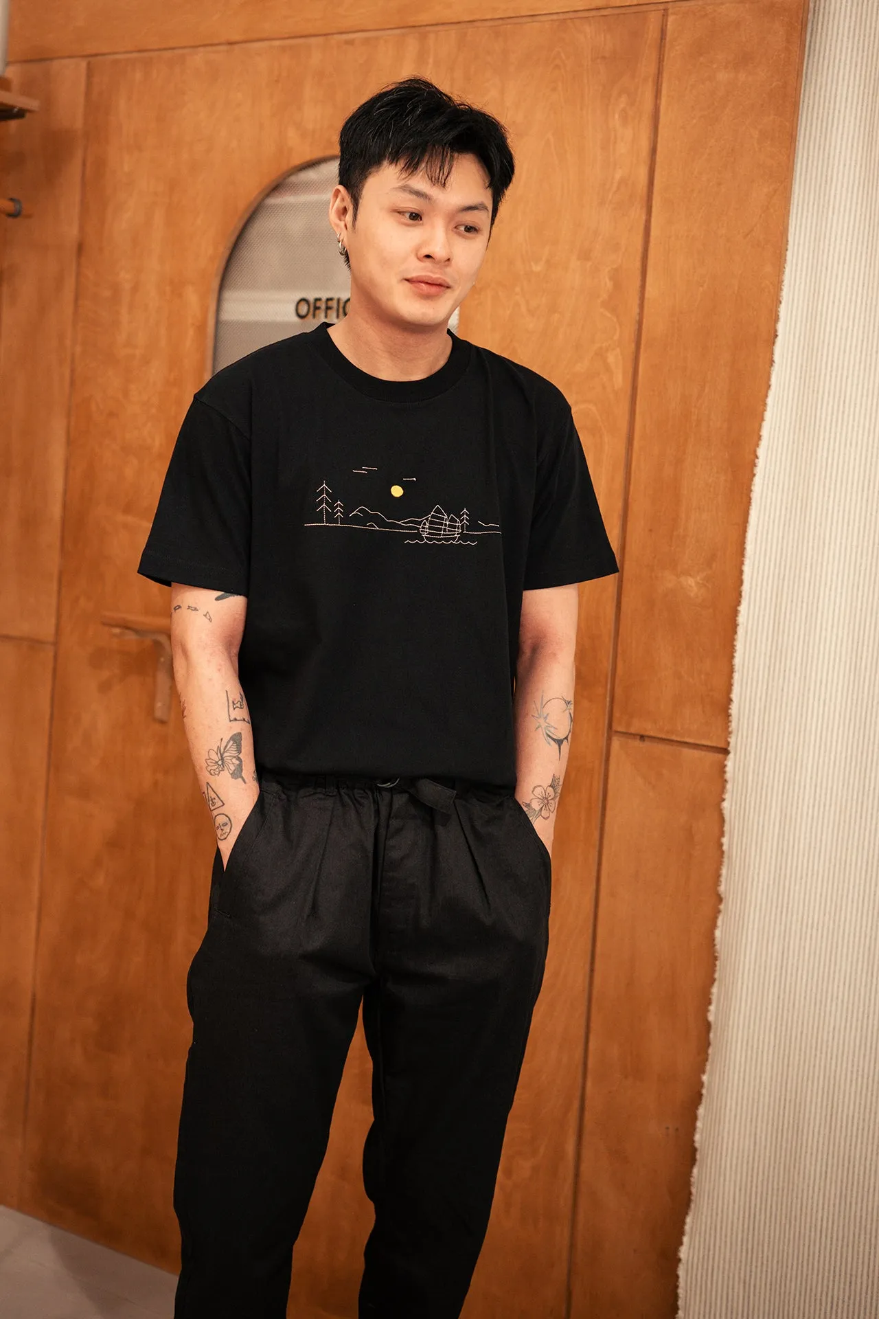 Incense Harbour Cotton Twill Tuck Pants - Black