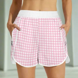 Lightweight Pastel Pink Gingham Board Shorts