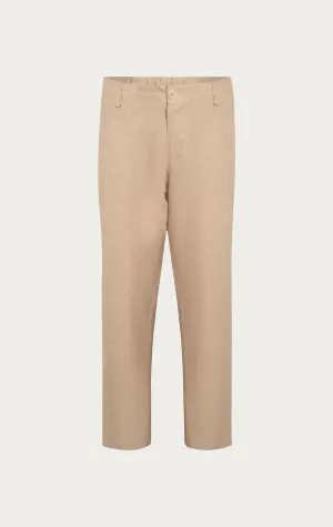 Linen Blend Relaxed Fit Pants - Beige