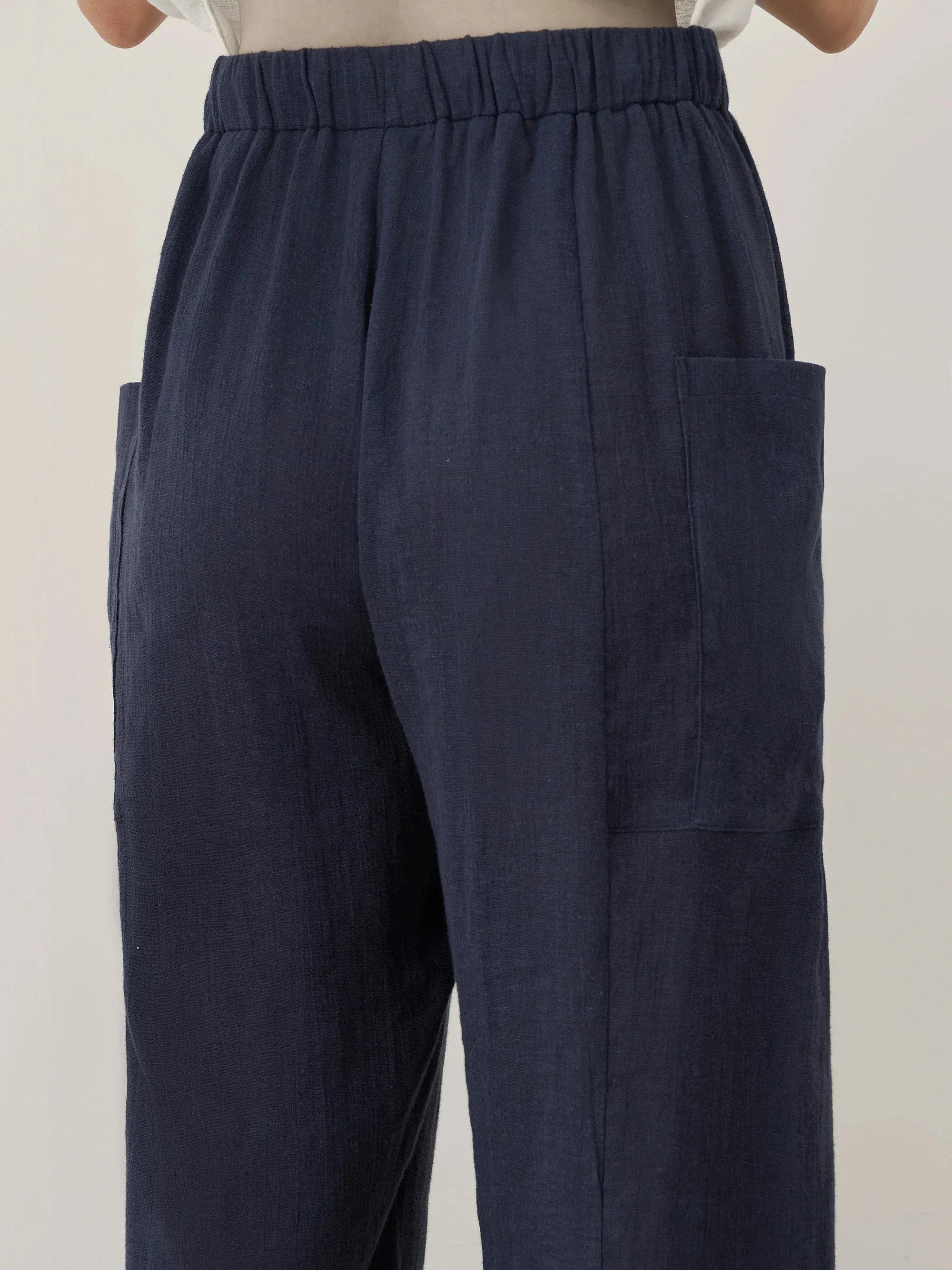 Linen Straight-Leg Pants with Patch Pockets JOCIE