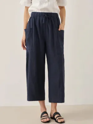 Linen Straight-Leg Pants with Patch Pockets JOCIE