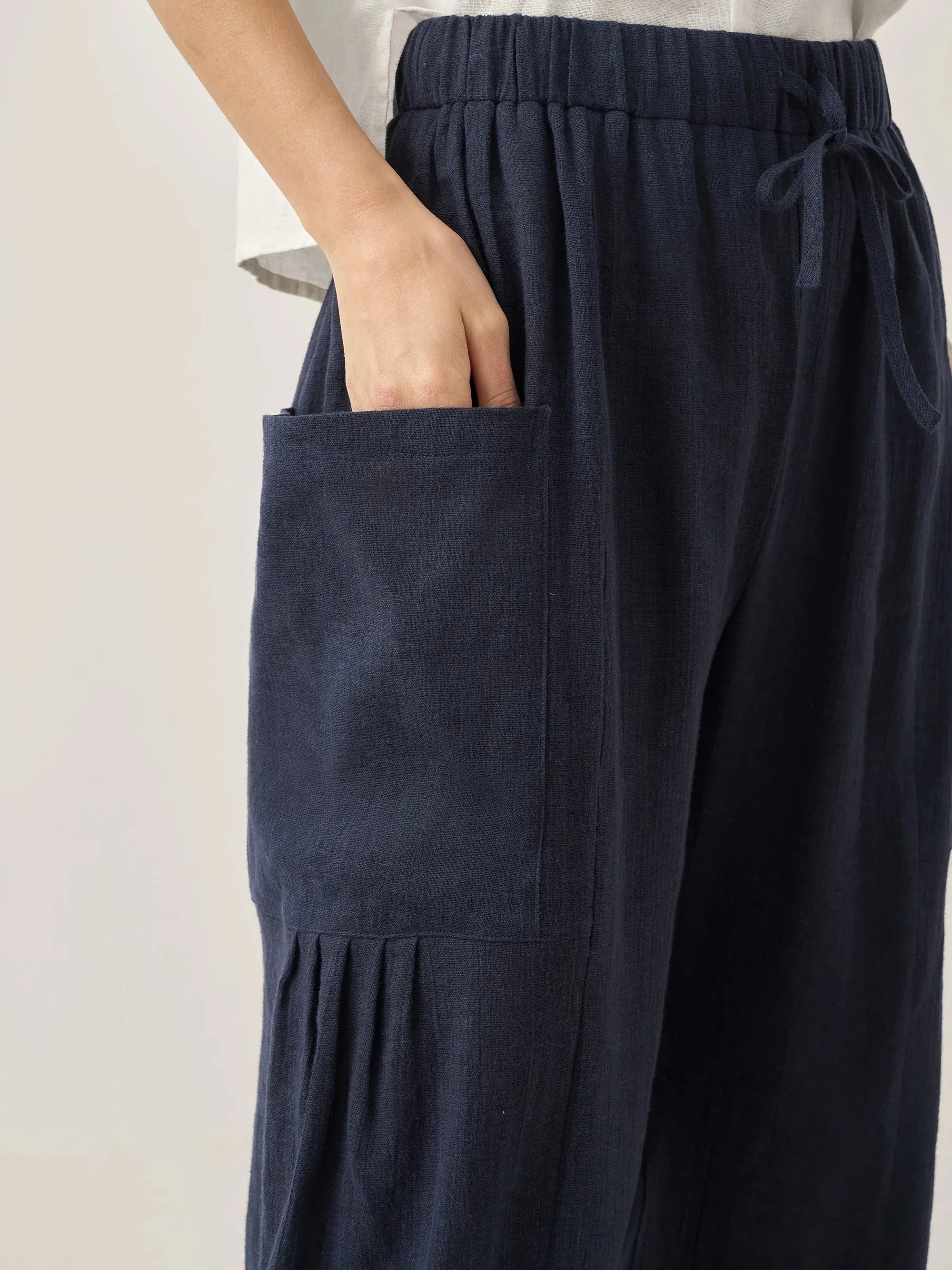 Linen Straight-Leg Pants with Patch Pockets JOCIE
