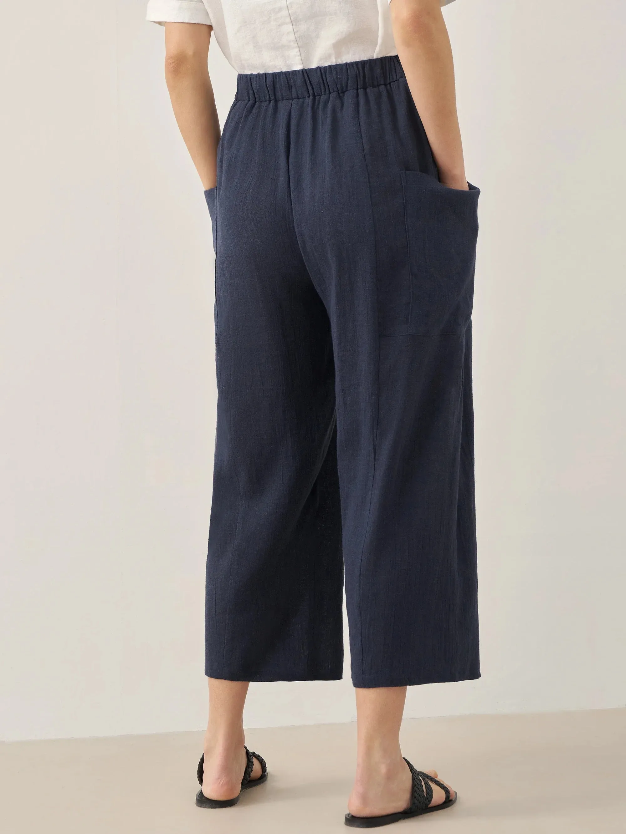Linen Straight-Leg Pants with Patch Pockets JOCIE