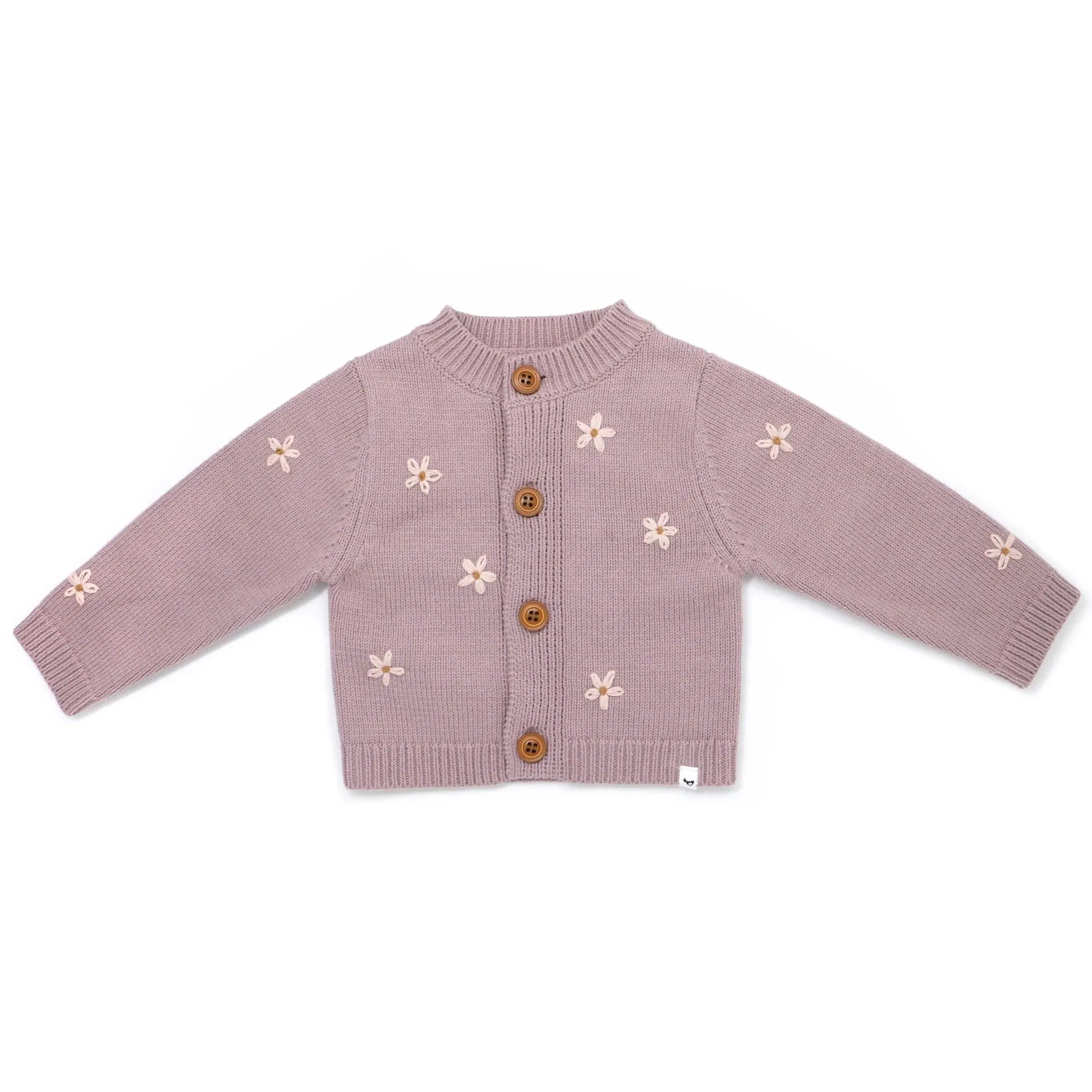 Long Sleeve Baby Sweater | EMB Pink Daisies | Oh Baby!