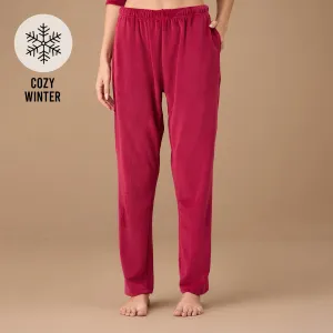Luxe Velour Pants in Relaxed Fit-NYS048-Wine