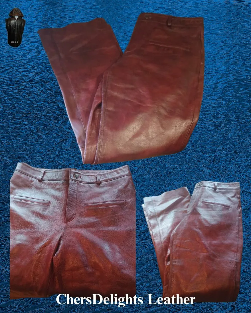 Mens Flare Leather Pants