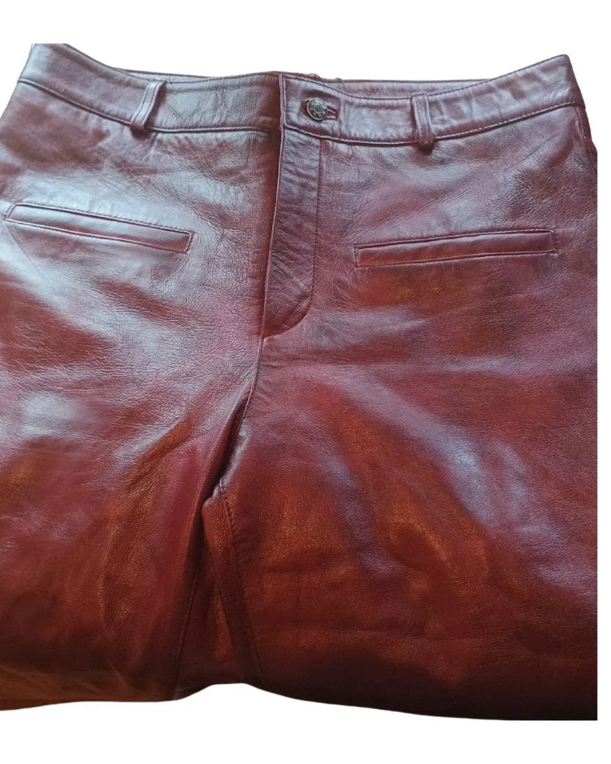 Mens Flare Leather Pants