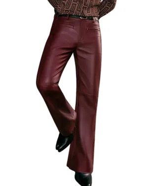 Mens Flare Leather Pants