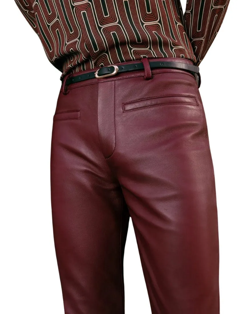 Mens Flare Leather Pants