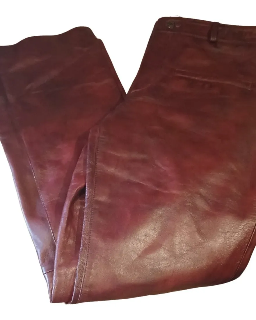 Mens Flare Leather Pants