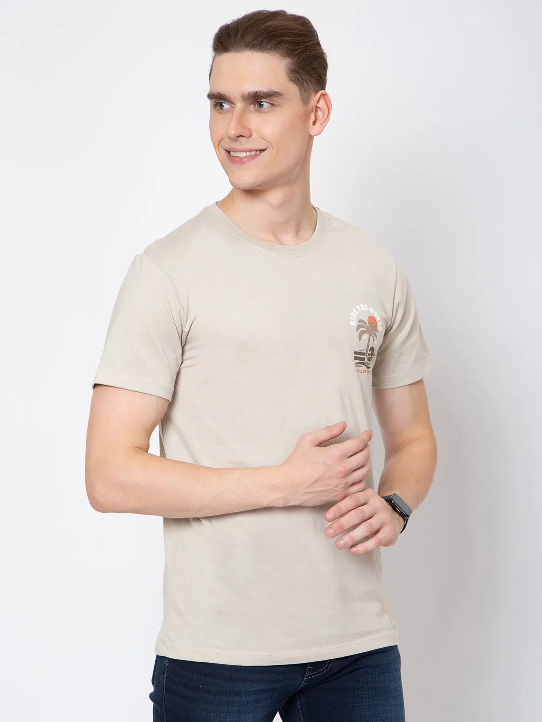 Mens Round Neck Front Back Print