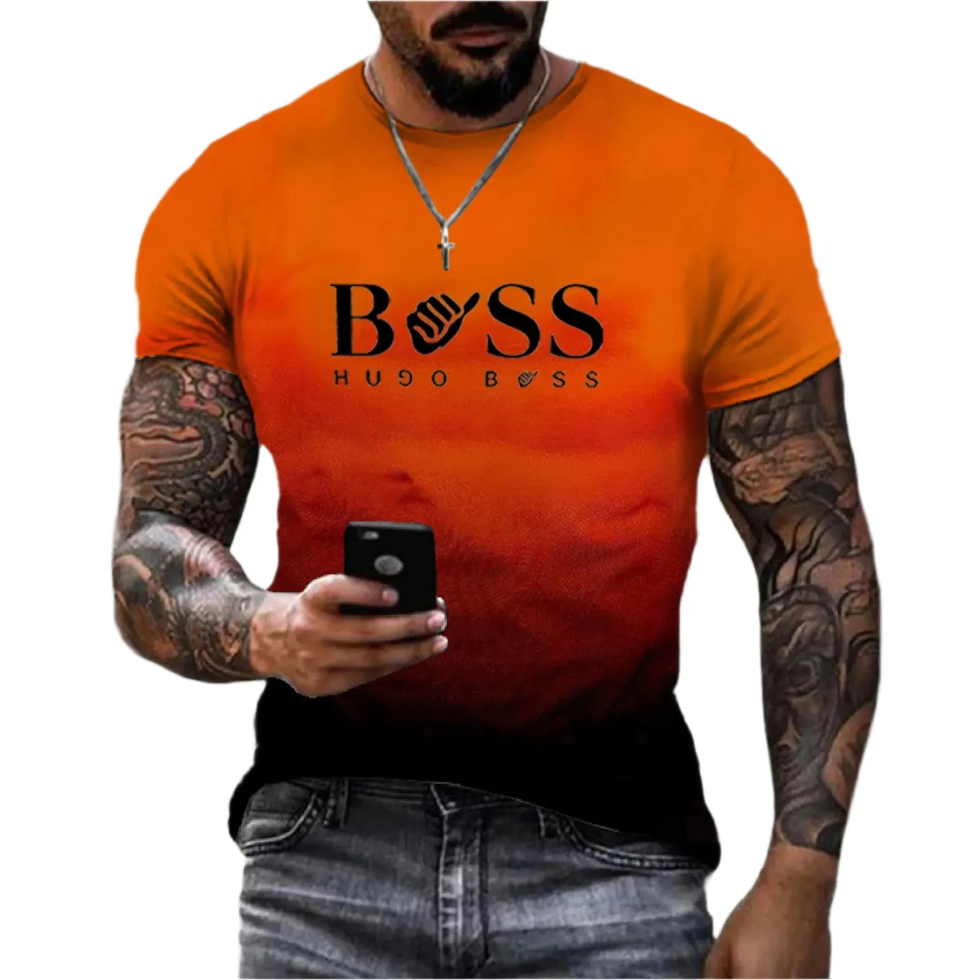 Men's Summer T-Shirt - Round Neck, Short Sleeve, Letter Print Outdoor Sports Top