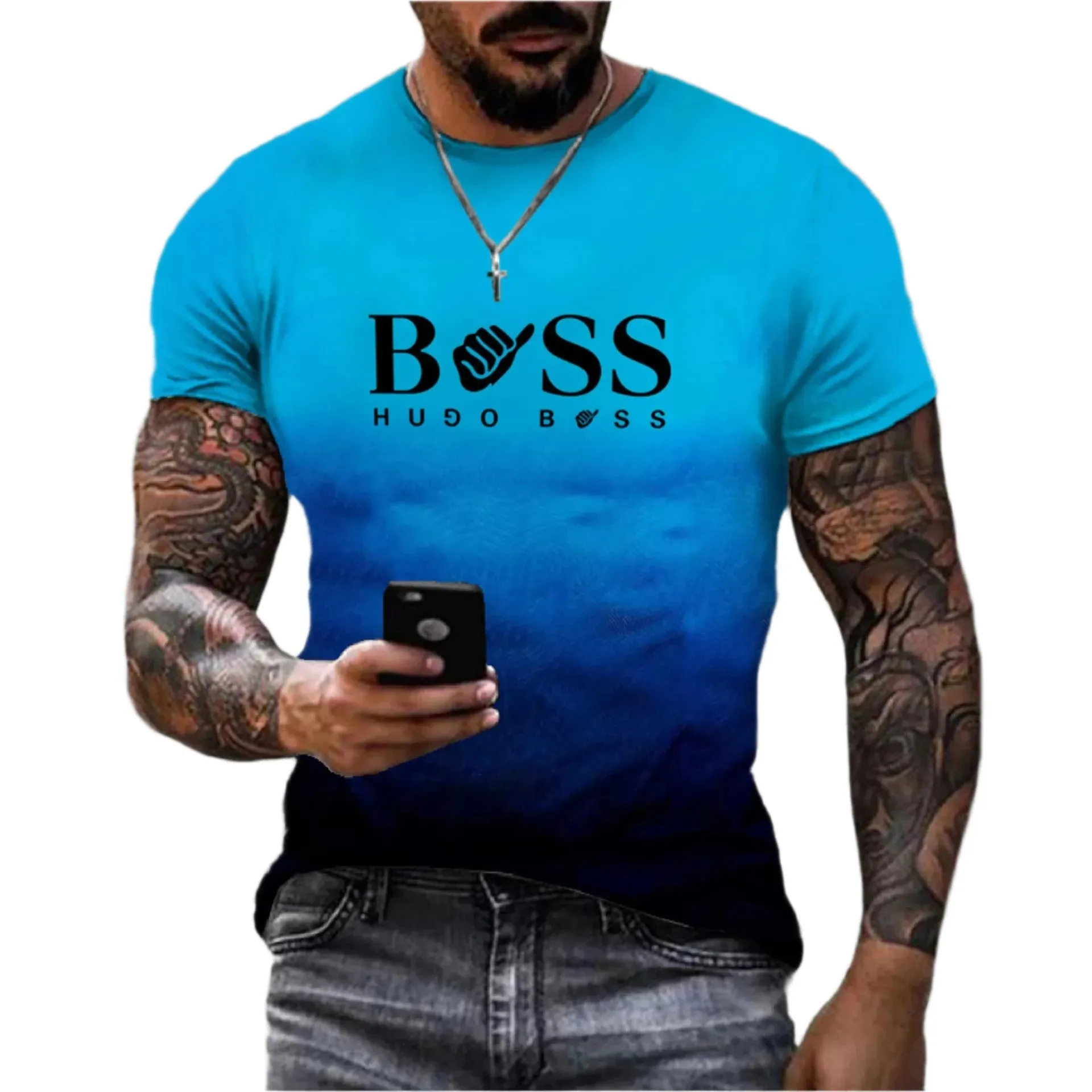 Men's Summer T-Shirt - Round Neck, Short Sleeve, Letter Print Outdoor Sports Top