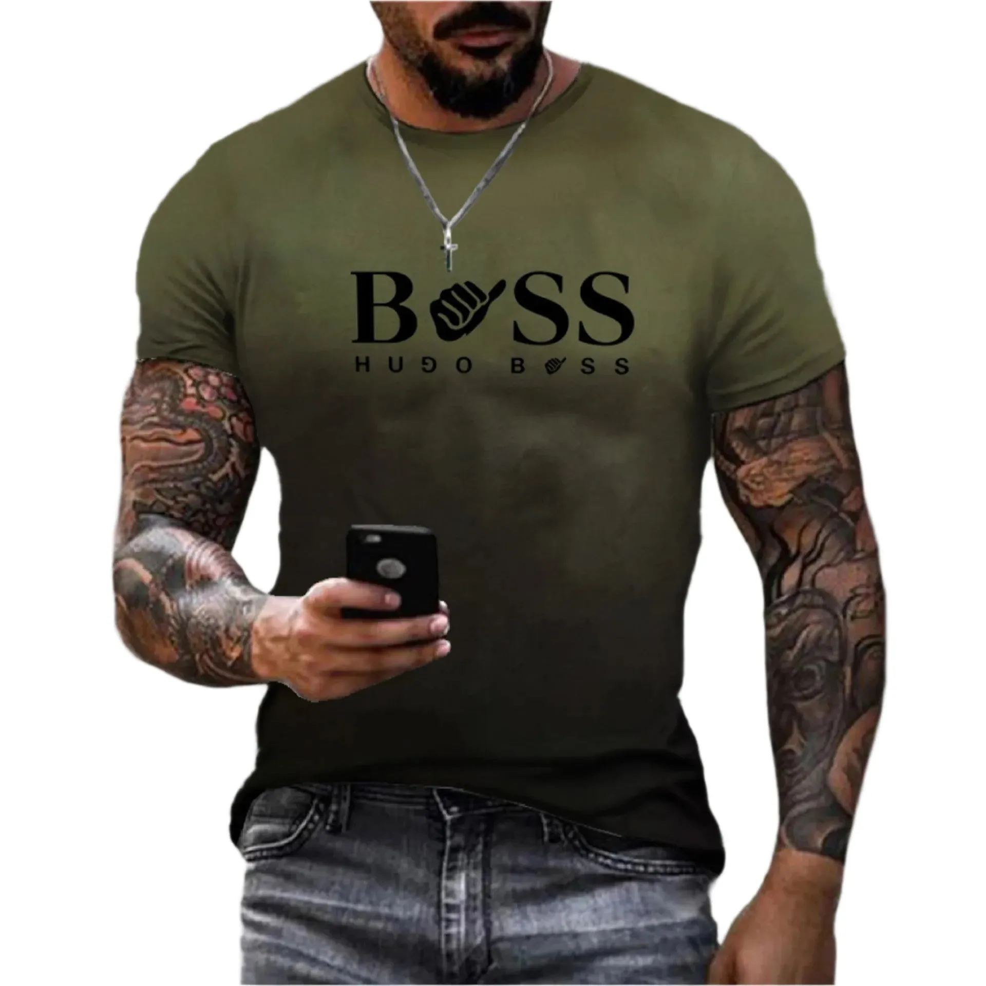 Men's Summer T-Shirt - Round Neck, Short Sleeve, Letter Print Outdoor Sports Top