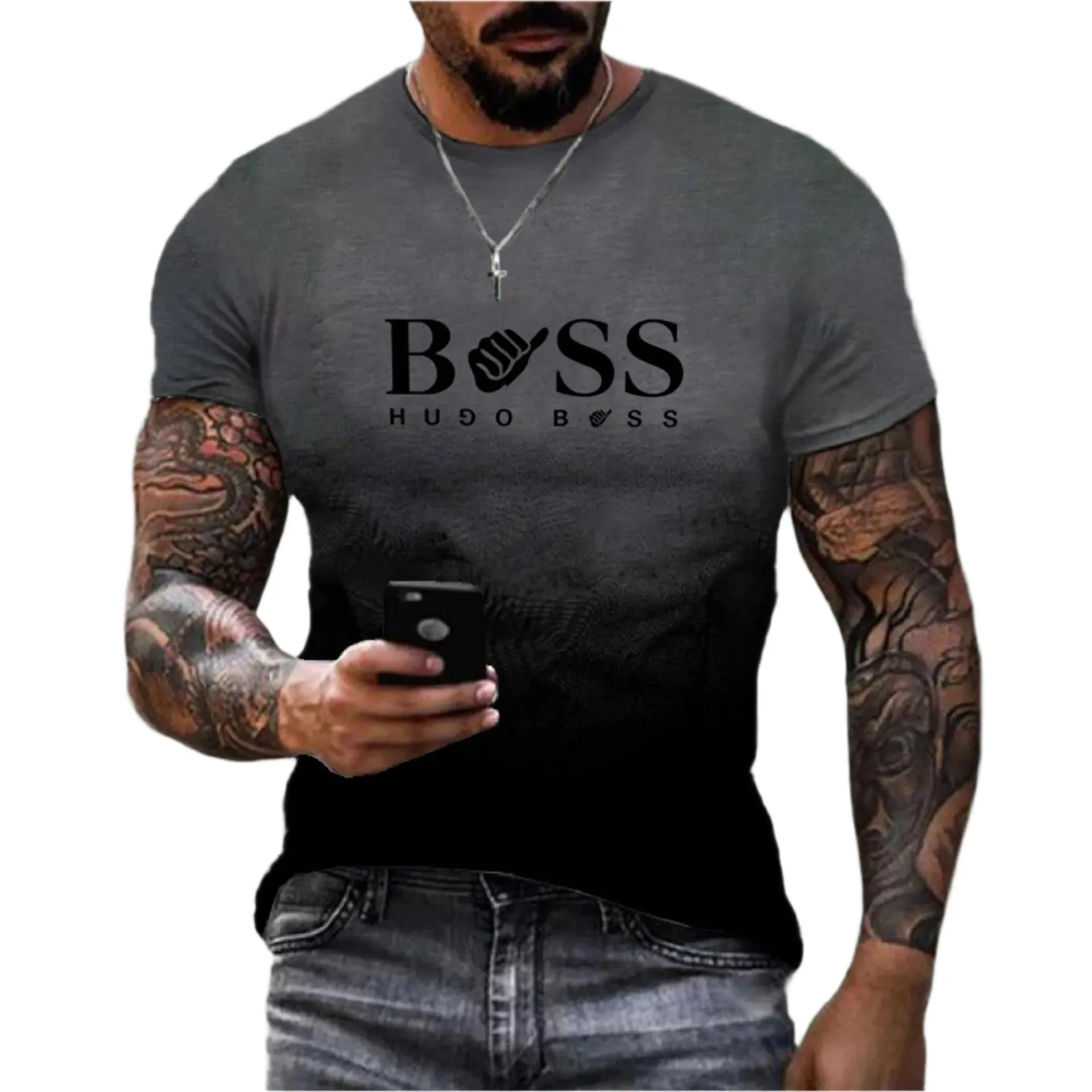 Men's Summer T-Shirt - Round Neck, Short Sleeve, Letter Print Outdoor Sports Top