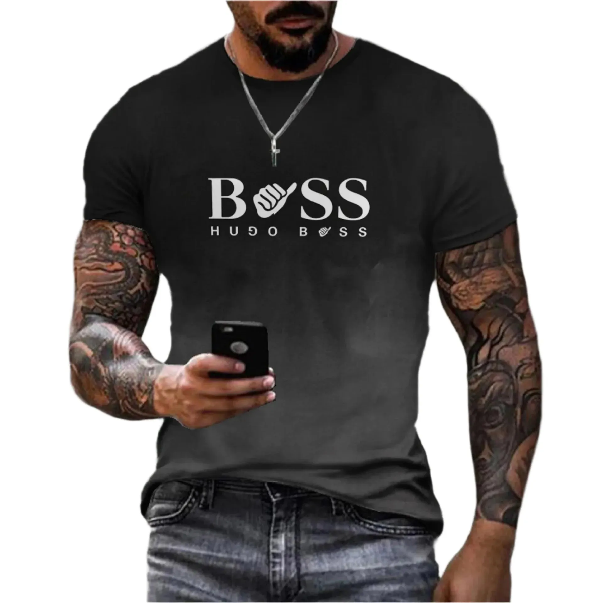 Men's Summer T-Shirt - Round Neck, Short Sleeve, Letter Print Outdoor Sports Top