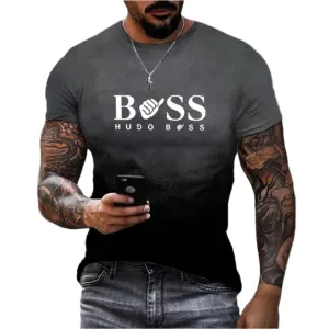 Men's Summer T-Shirt - Round Neck, Short Sleeve, Letter Print Outdoor Sports Top