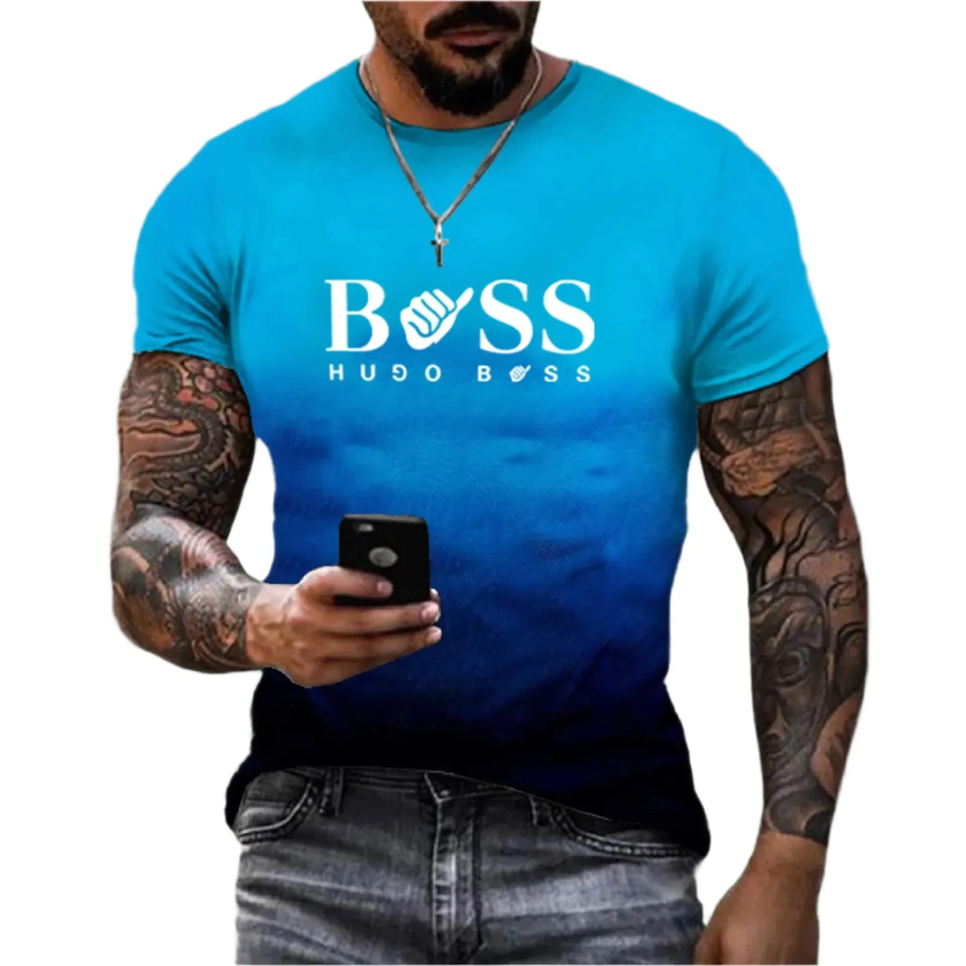 Men's Summer T-Shirt - Round Neck, Short Sleeve, Letter Print Outdoor Sports Top
