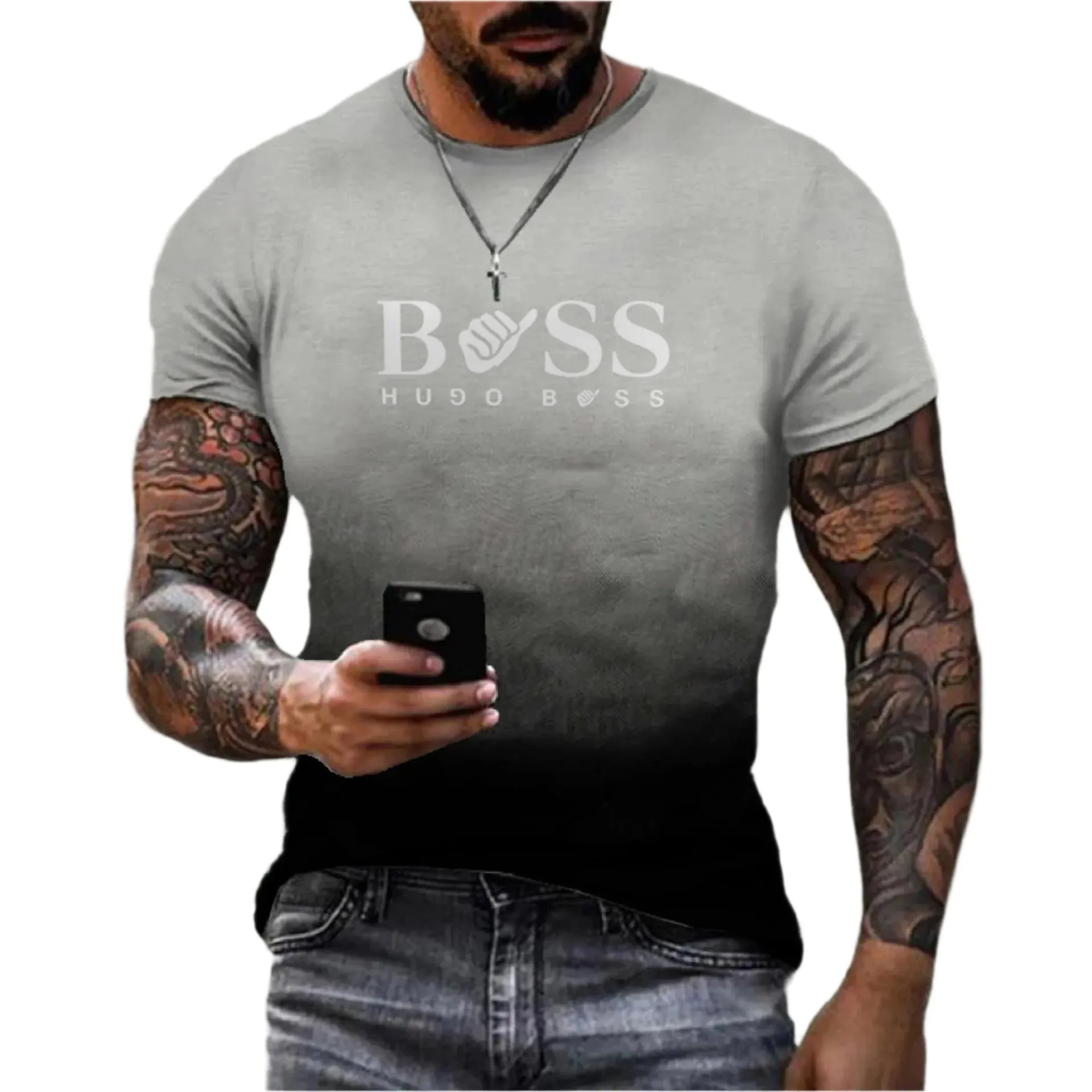Men's Summer T-Shirt - Round Neck, Short Sleeve, Letter Print Outdoor Sports Top