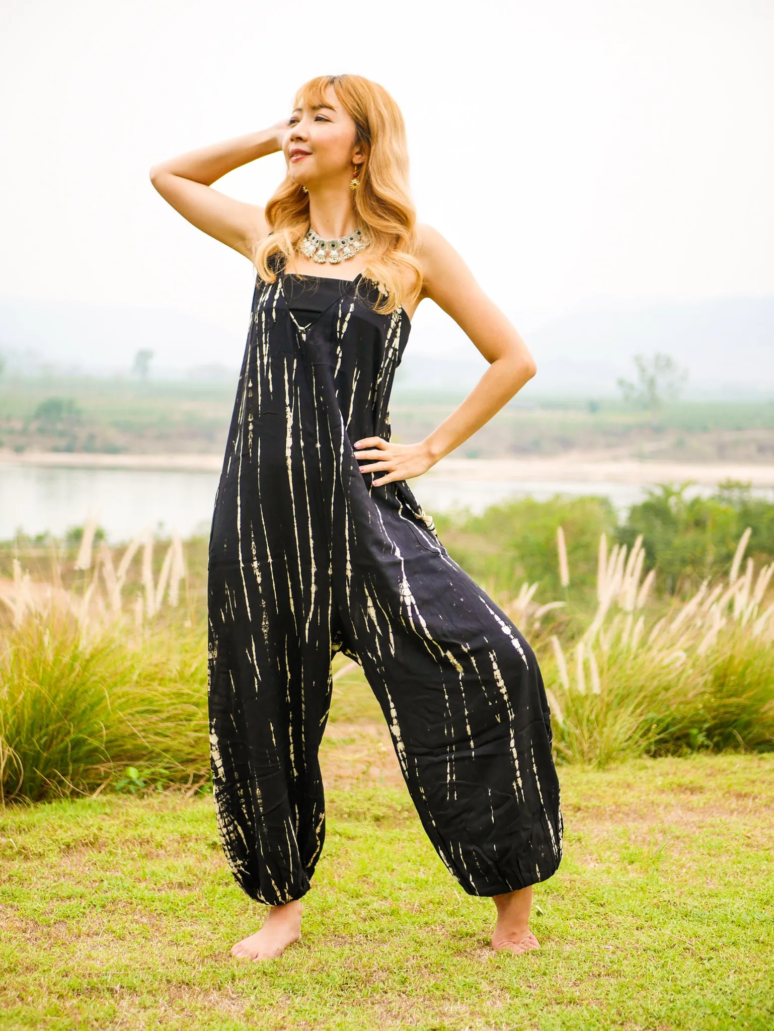 Mystic Moon Racerback Dungarees Jumpsuit Romper