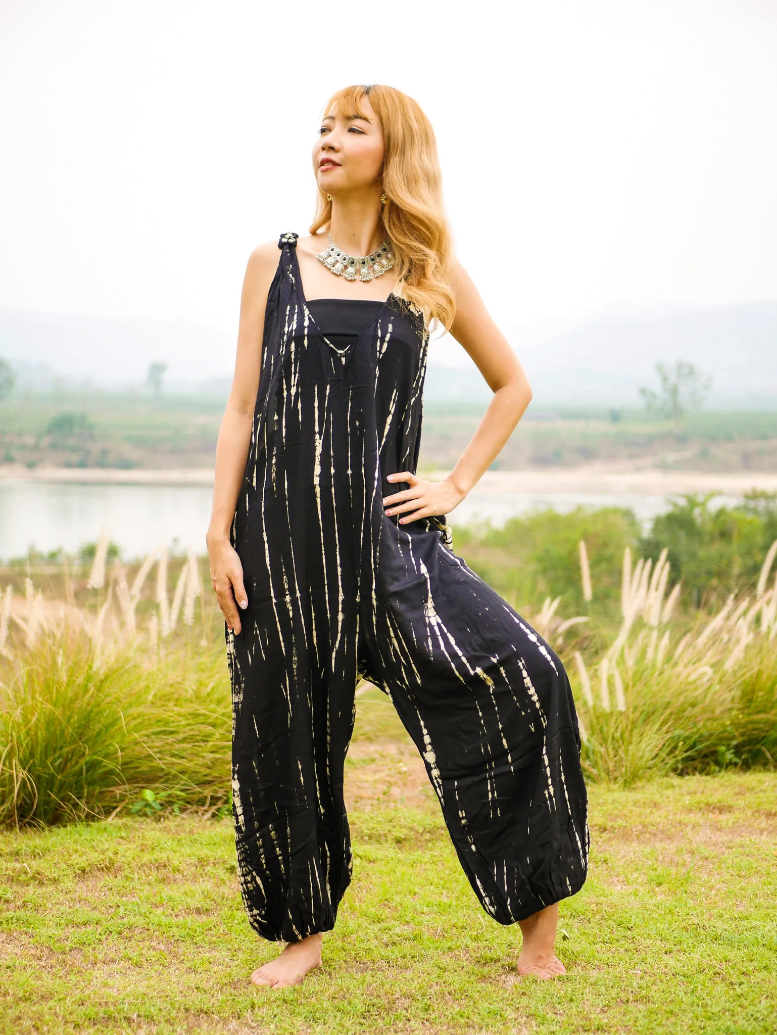 Mystic Moon Racerback Dungarees Jumpsuit Romper