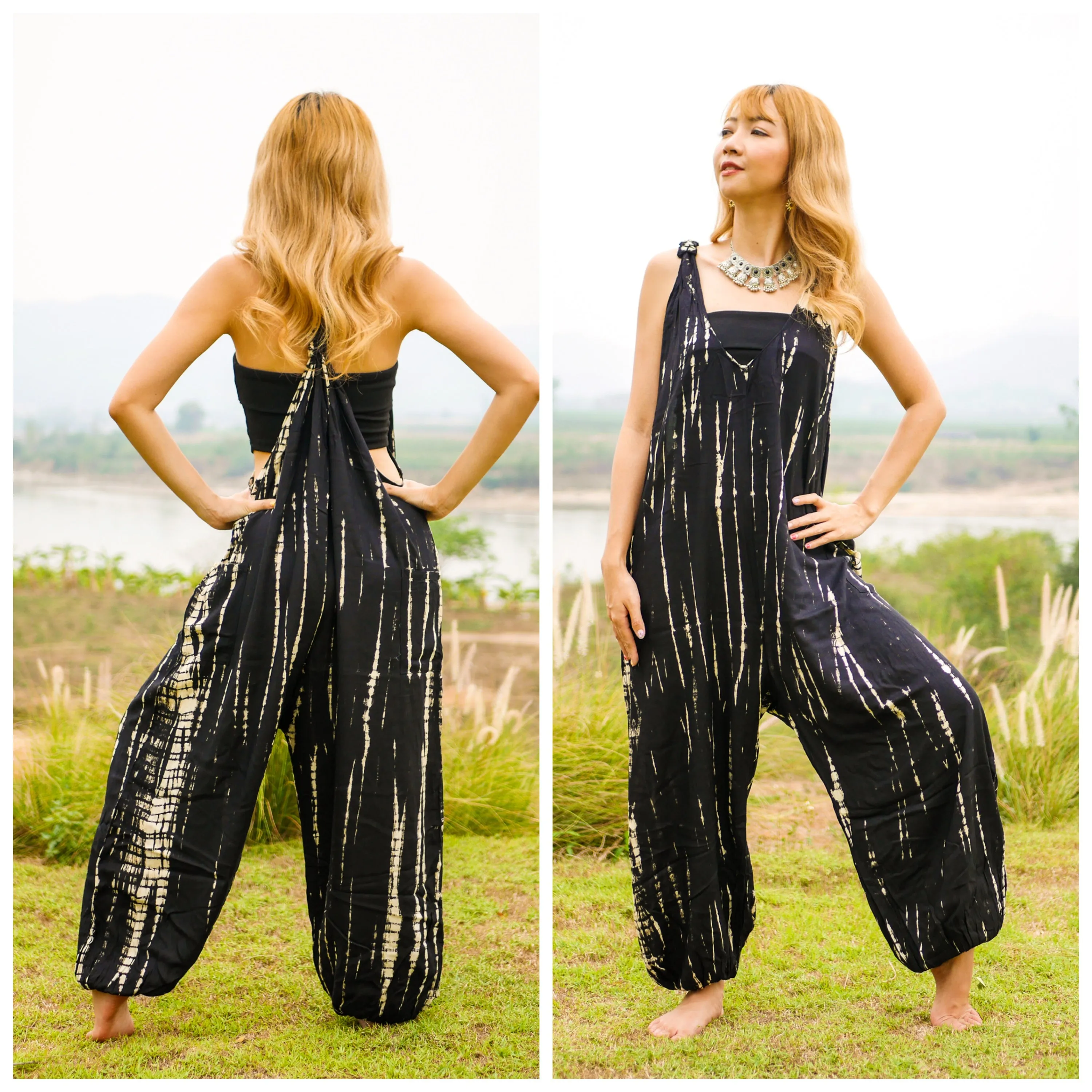 Mystic Moon Racerback Dungarees Jumpsuit Romper