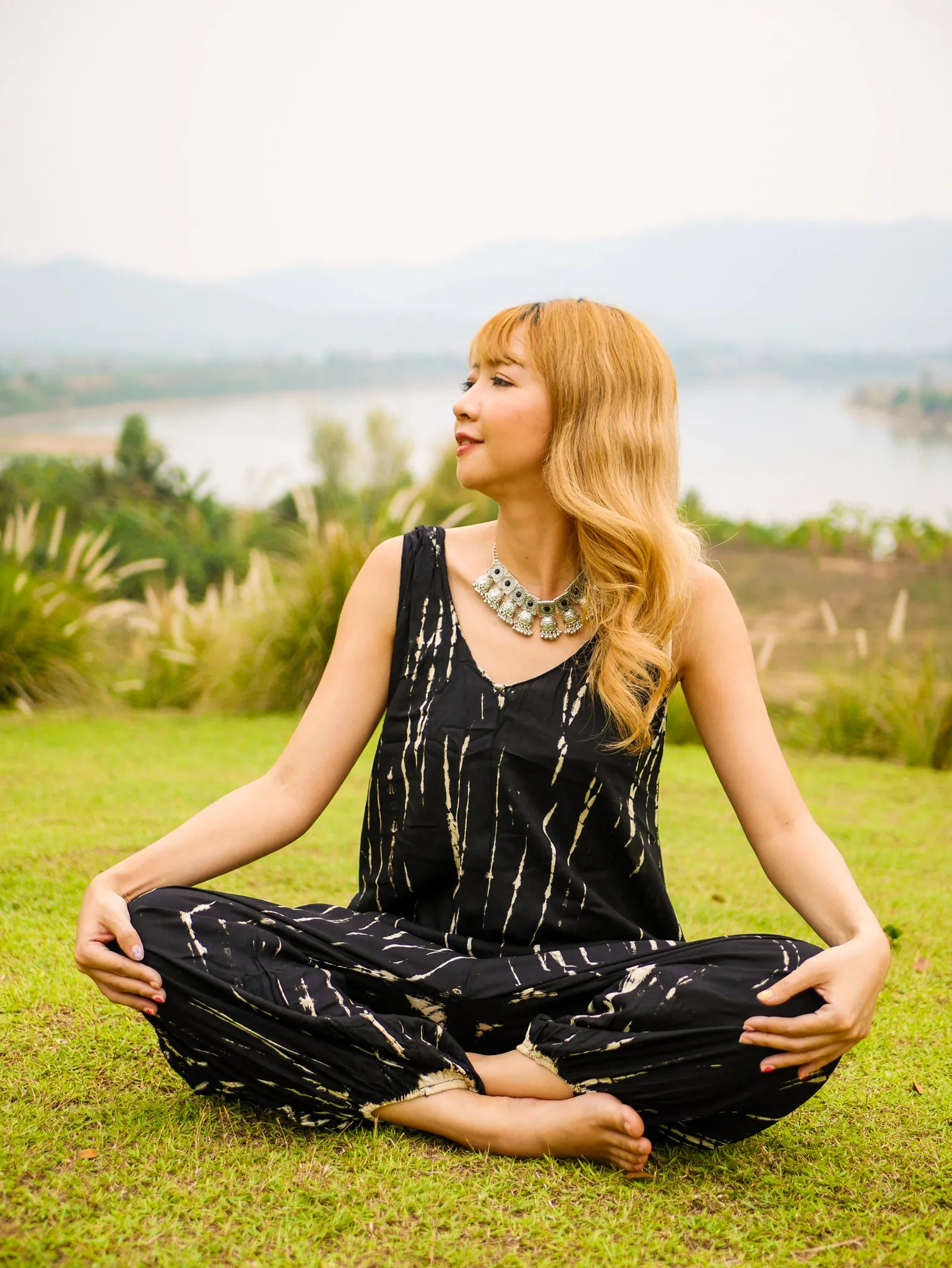 Mystic Moon Racerback Dungarees Jumpsuit Romper