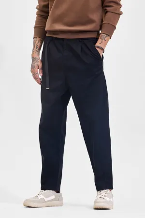 Navy Mid Rise Relaxed Fit Cargo Pants