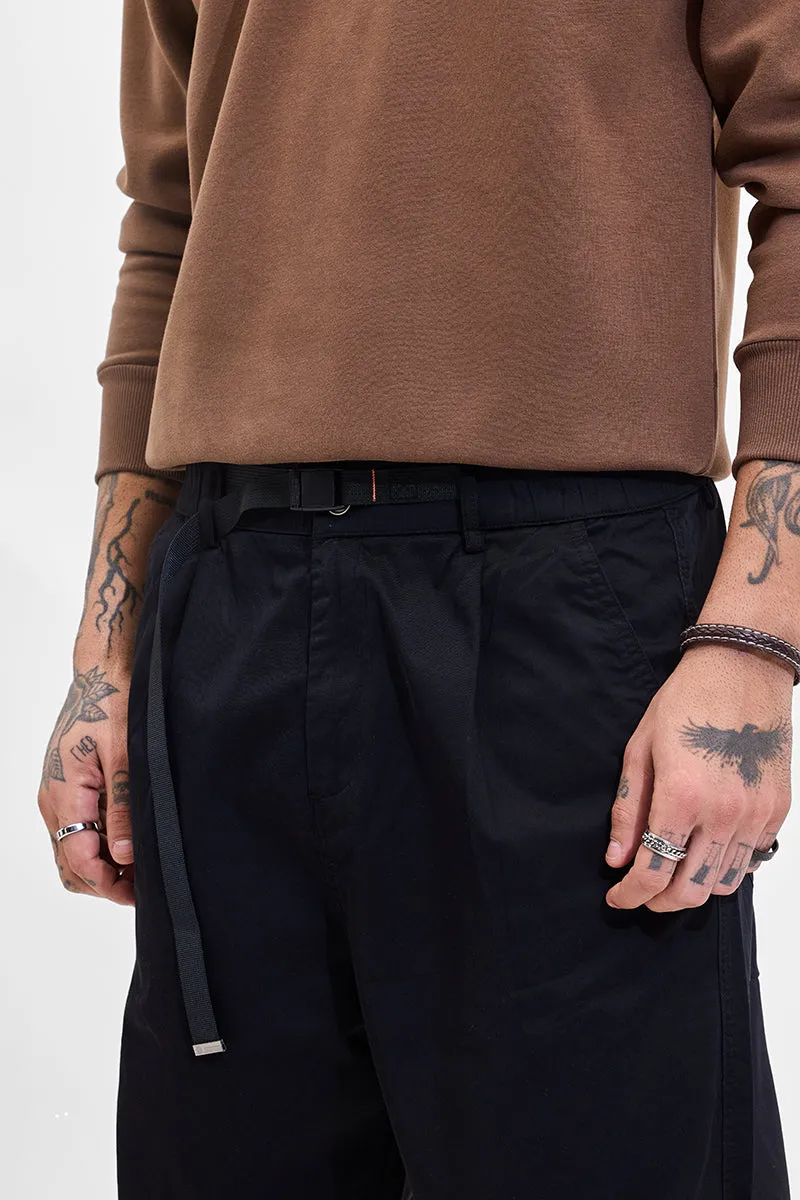 Navy Mid Rise Relaxed Fit Cargo Pants