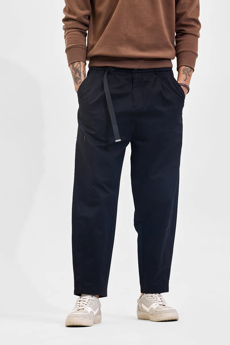 Navy Mid Rise Relaxed Fit Cargo Pants