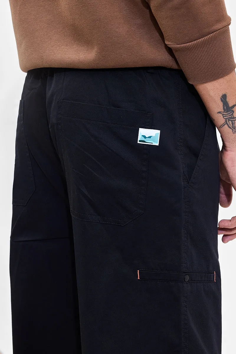 Navy Mid Rise Relaxed Fit Cargo Pants