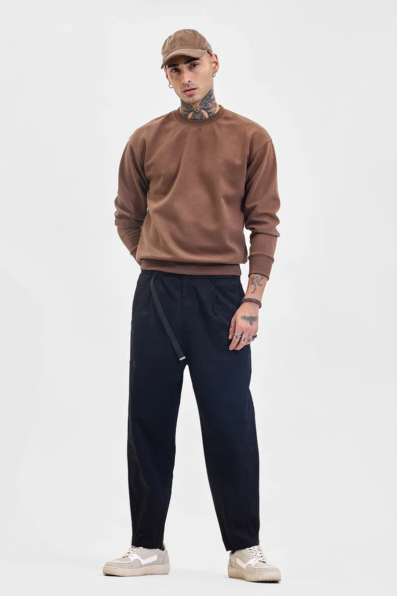 Navy Mid Rise Relaxed Fit Cargo Pants
