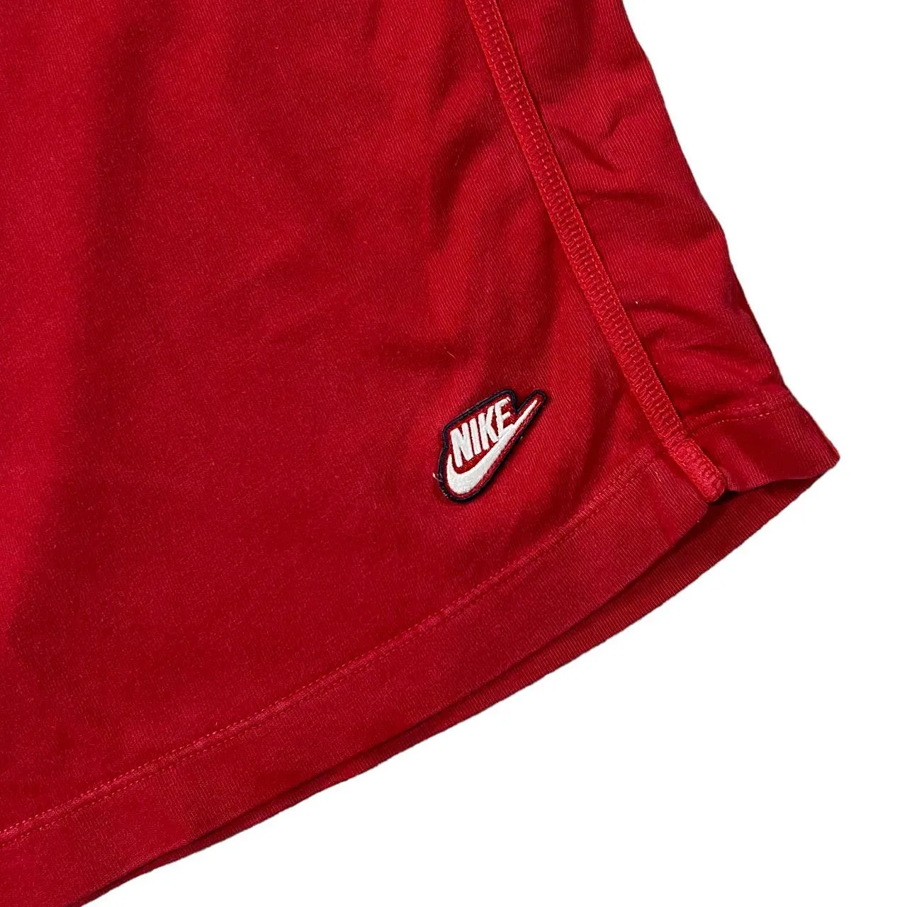 NIKE Classic Embroidered Mini Logo Red Sweat Shorts