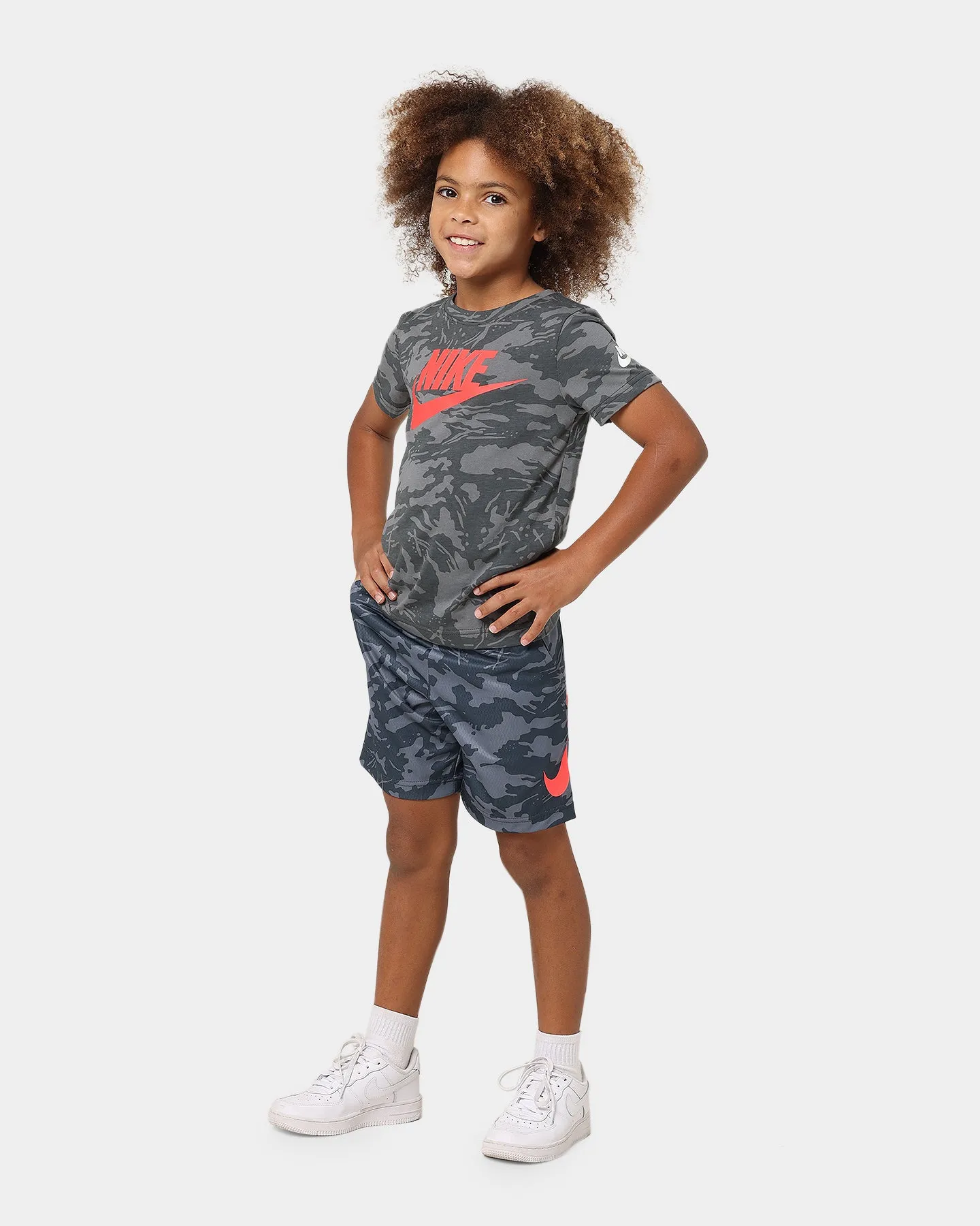 Nike Kids' Camo All Over Print Shorts Smoke Grey
